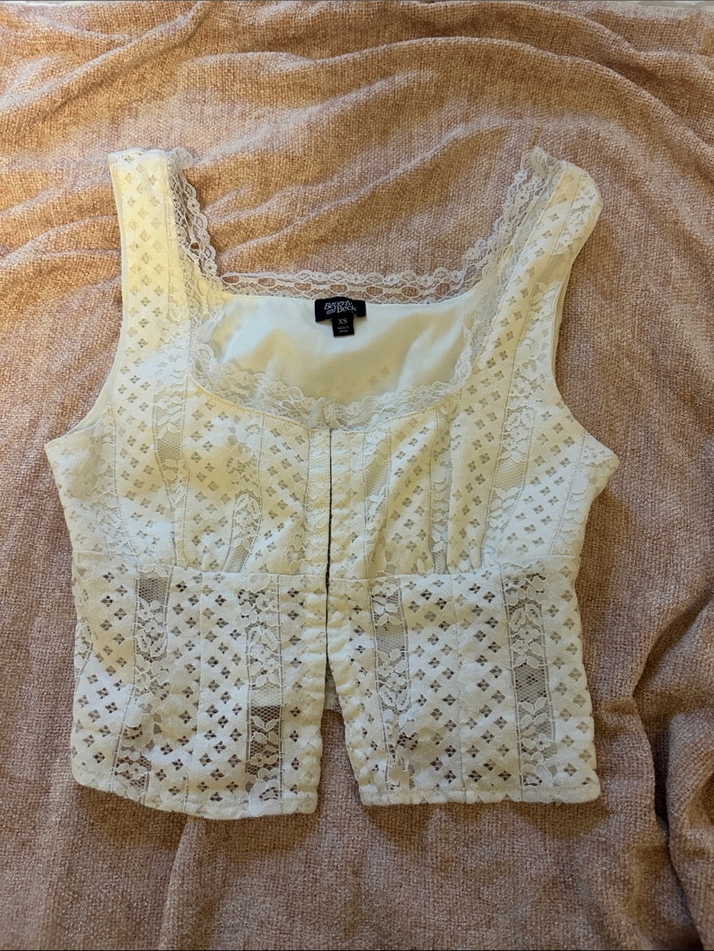 Cream Lace Crop Top - Vintage Style